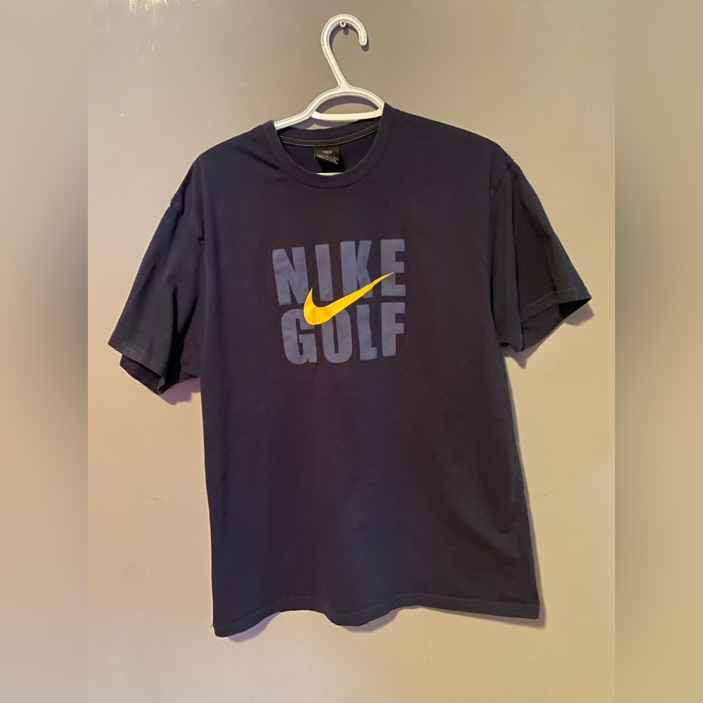 Nike Golf Men's Blue Tee with Yellow Logo